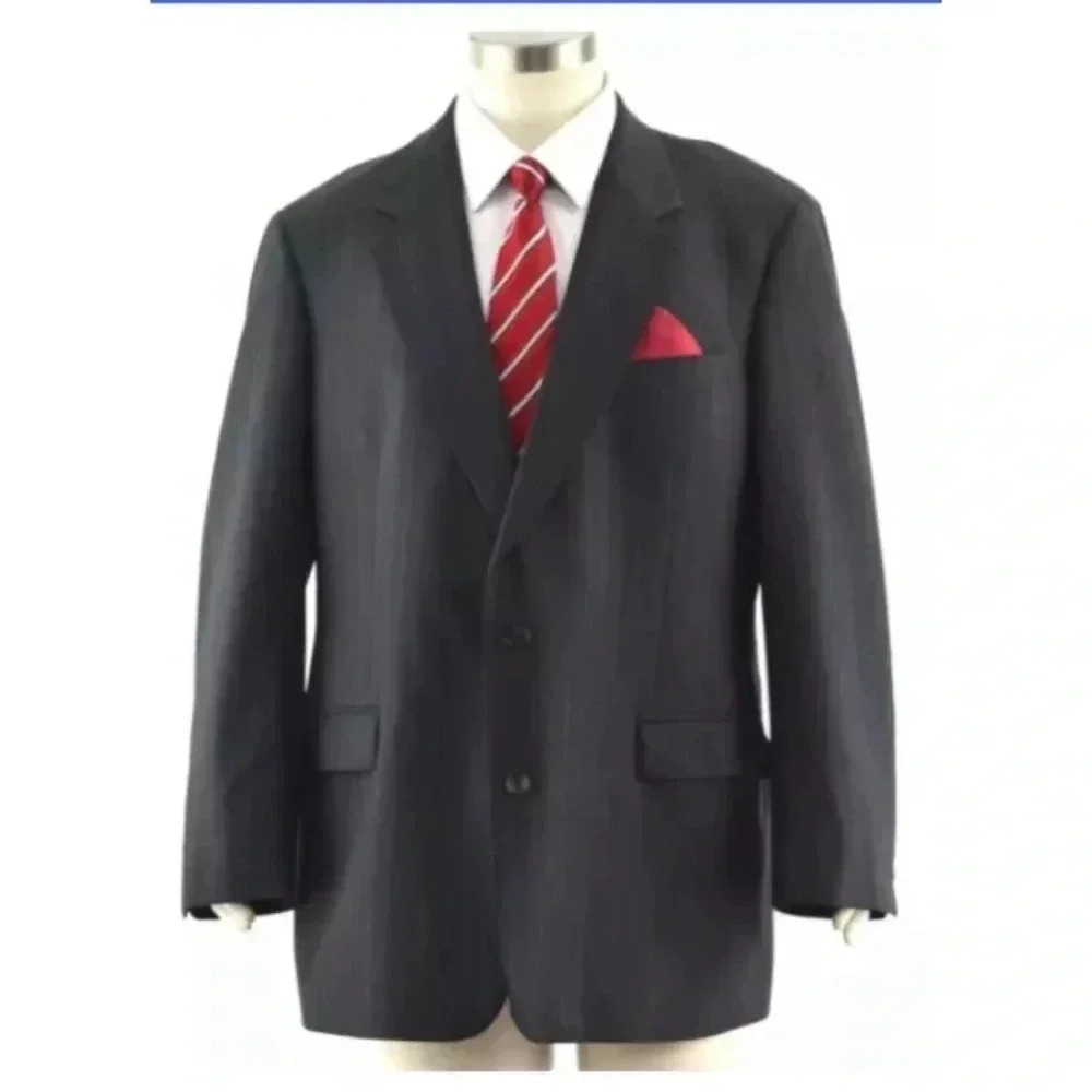 BROOKS BROTHERS Brooksease Charcoal Gray Pinstripe Wool Suit Jacket 45 Tall EUC